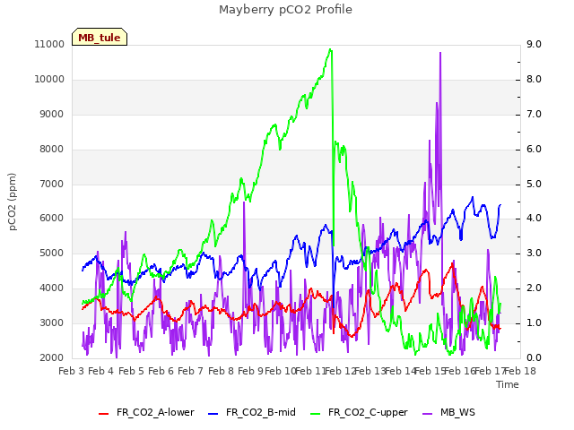 plot of Mayberry pCO2 Profile