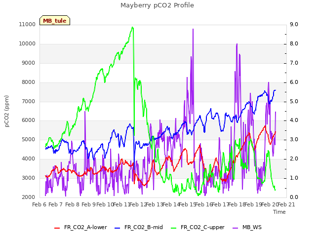 plot of Mayberry pCO2 Profile