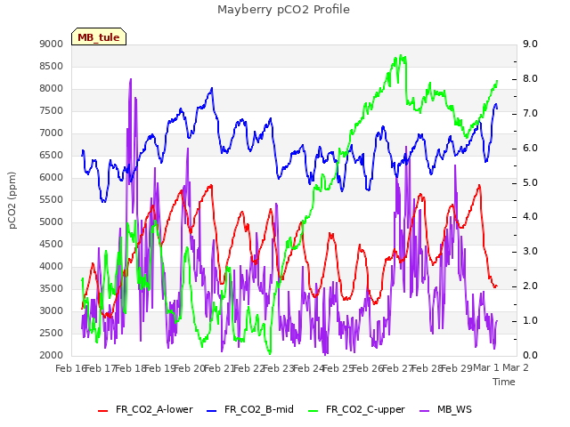 plot of Mayberry pCO2 Profile