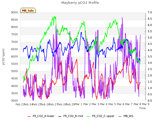 plot of Mayberry pCO2 Profile