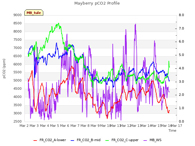 plot of Mayberry pCO2 Profile