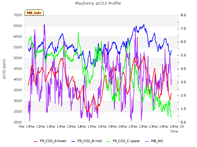 plot of Mayberry pCO2 Profile