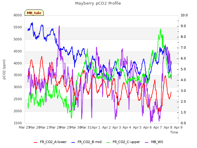 plot of Mayberry pCO2 Profile