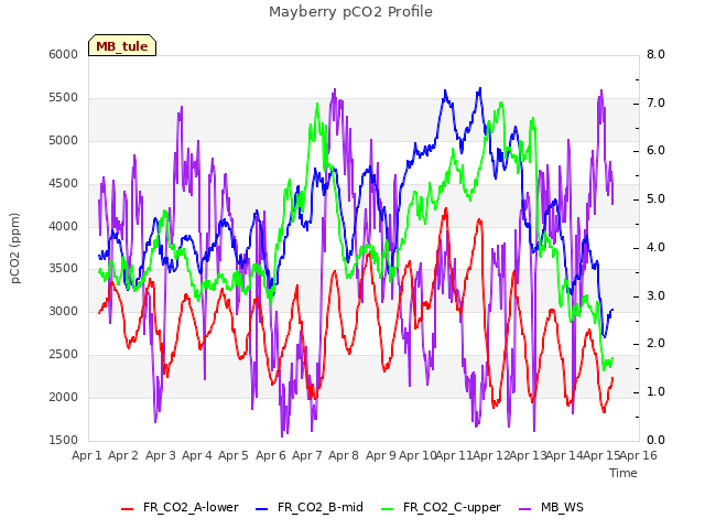 plot of Mayberry pCO2 Profile