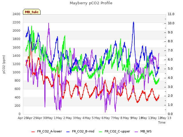 plot of Mayberry pCO2 Profile