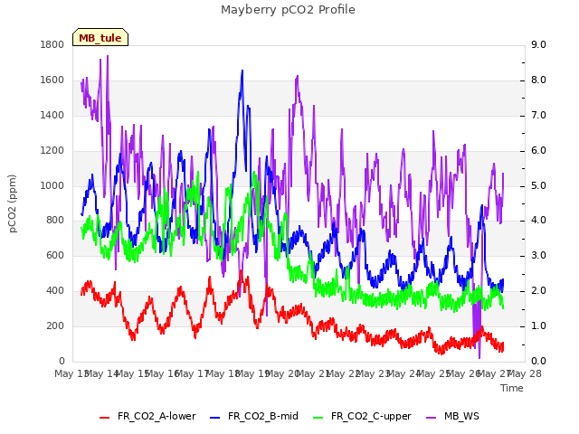 plot of Mayberry pCO2 Profile