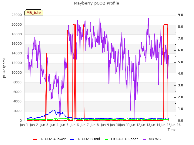 plot of Mayberry pCO2 Profile