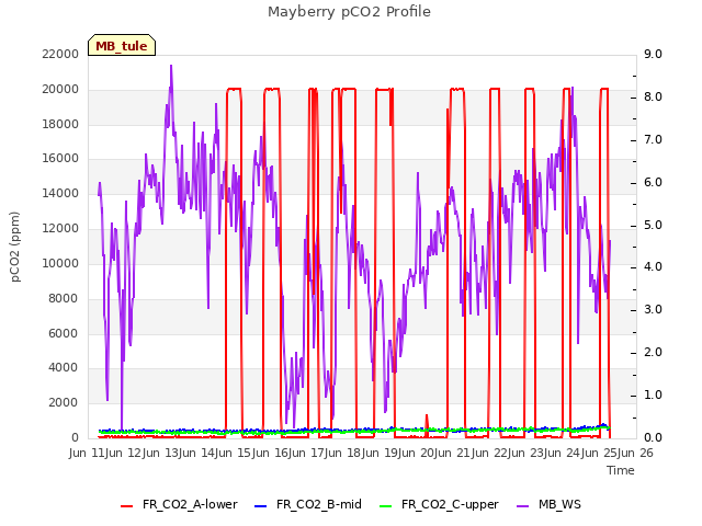 plot of Mayberry pCO2 Profile