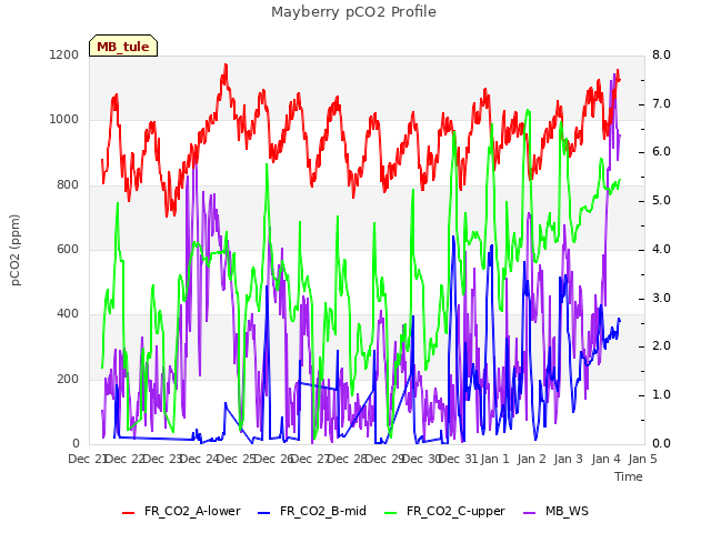 plot of Mayberry pCO2 Profile