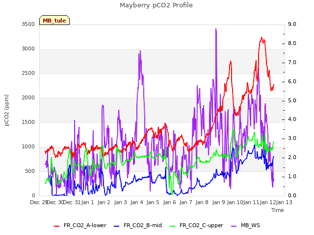 plot of Mayberry pCO2 Profile