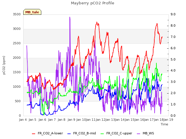 plot of Mayberry pCO2 Profile