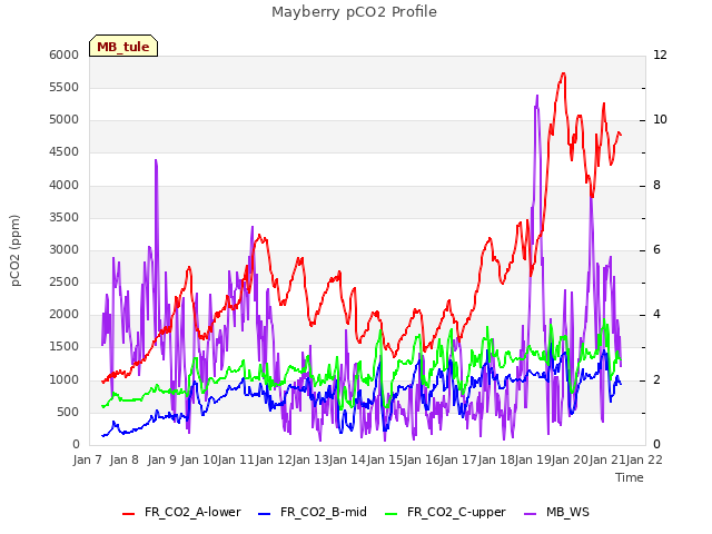 plot of Mayberry pCO2 Profile