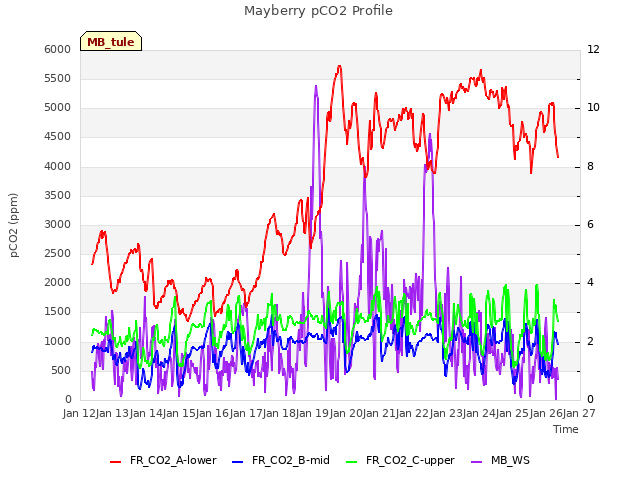 plot of Mayberry pCO2 Profile
