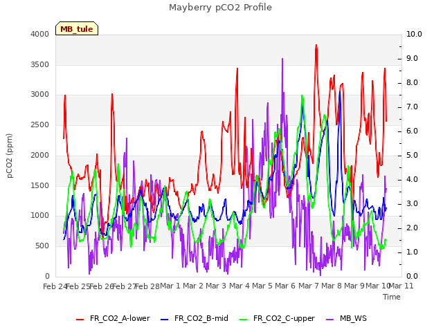 plot of Mayberry pCO2 Profile