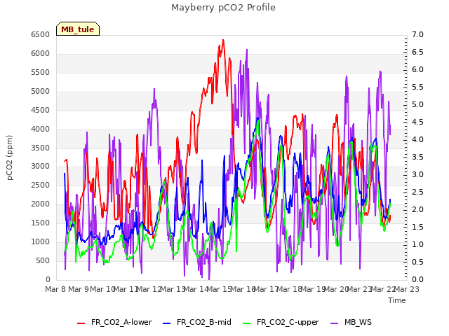 plot of Mayberry pCO2 Profile