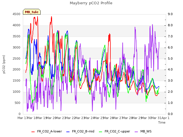 plot of Mayberry pCO2 Profile