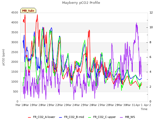 plot of Mayberry pCO2 Profile