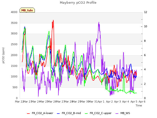 plot of Mayberry pCO2 Profile