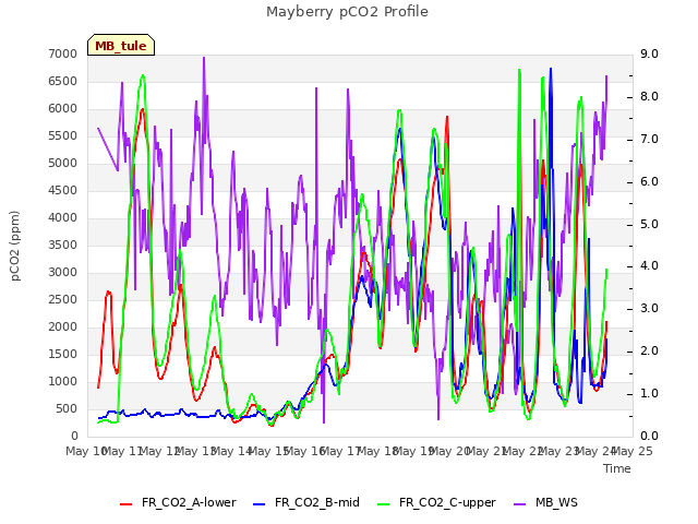 plot of Mayberry pCO2 Profile