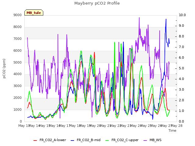 plot of Mayberry pCO2 Profile