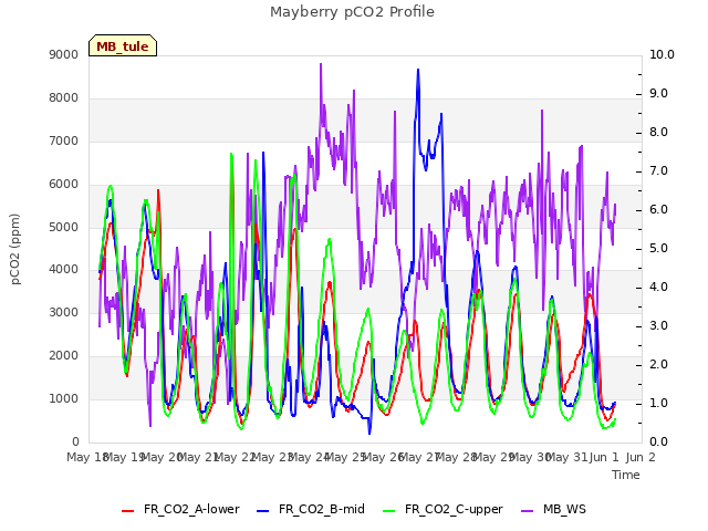 plot of Mayberry pCO2 Profile