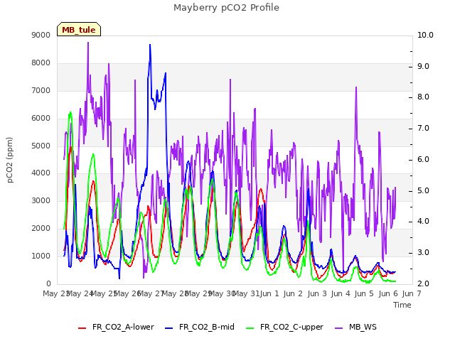 plot of Mayberry pCO2 Profile