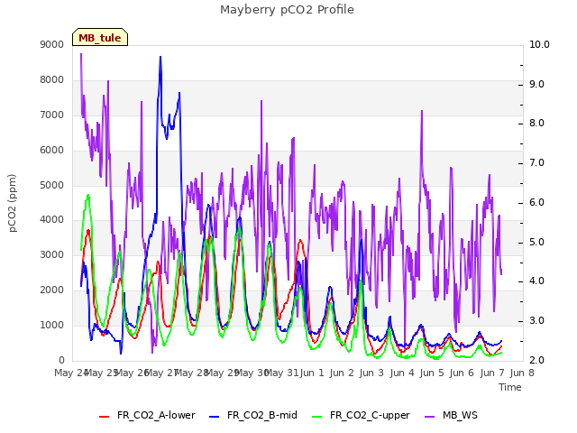 plot of Mayberry pCO2 Profile