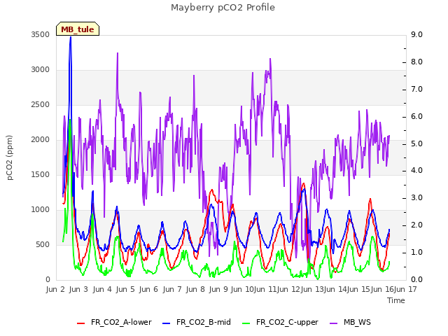 plot of Mayberry pCO2 Profile