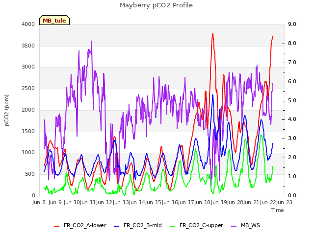 plot of Mayberry pCO2 Profile