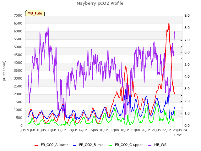 plot of Mayberry pCO2 Profile