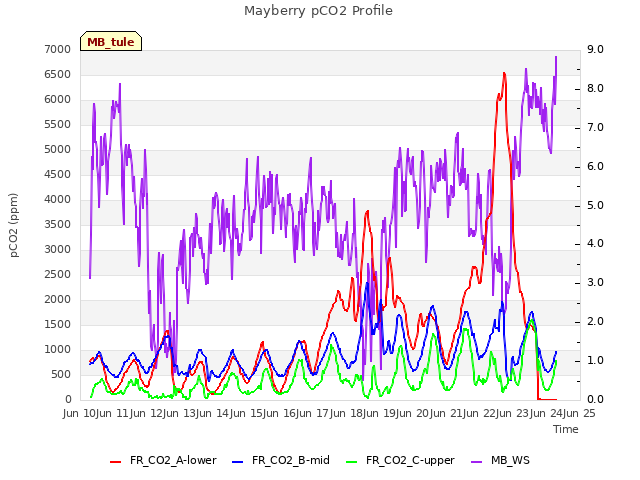 plot of Mayberry pCO2 Profile