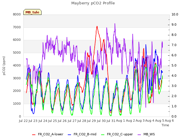 plot of Mayberry pCO2 Profile