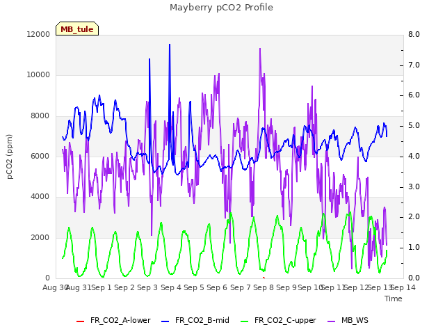 plot of Mayberry pCO2 Profile