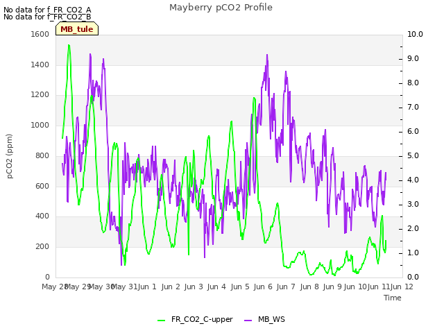 plot of Mayberry pCO2 Profile