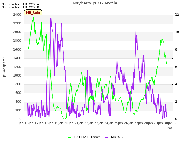 plot of Mayberry pCO2 Profile