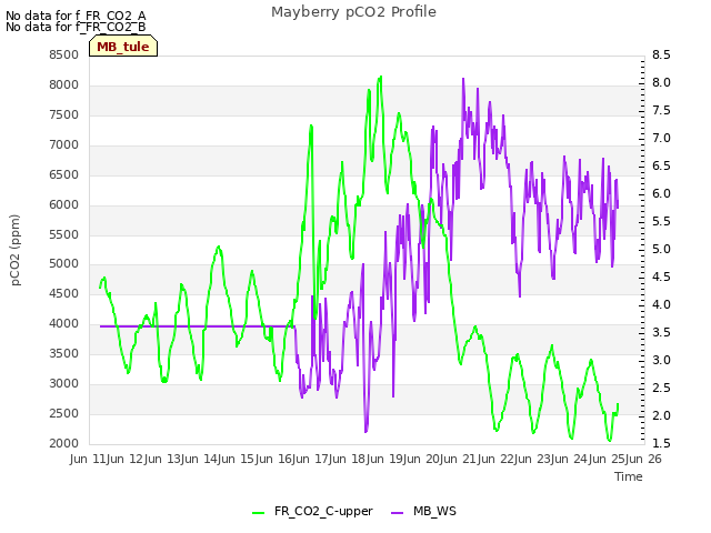 plot of Mayberry pCO2 Profile