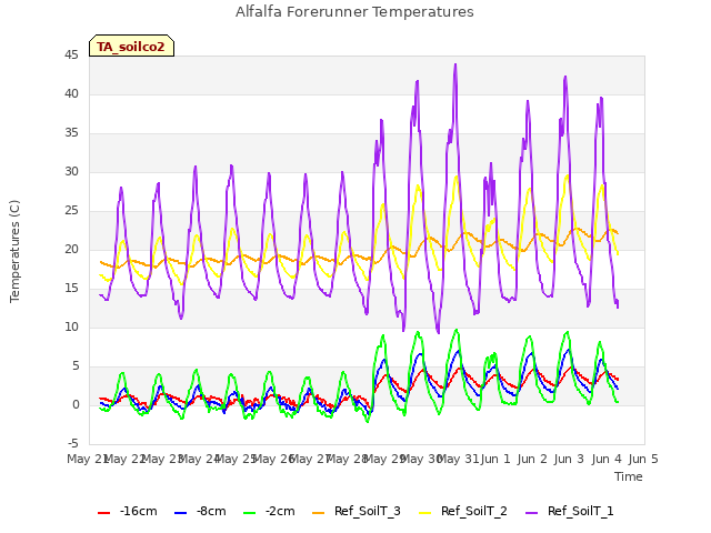 plot of Alfalfa Forerunner Temperatures