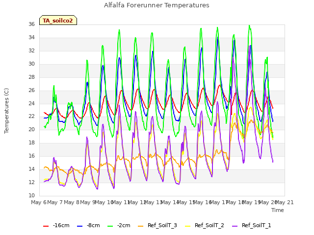 plot of Alfalfa Forerunner Temperatures