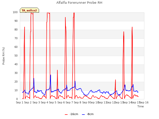 plot of Alfalfa Forerunner Probe RH