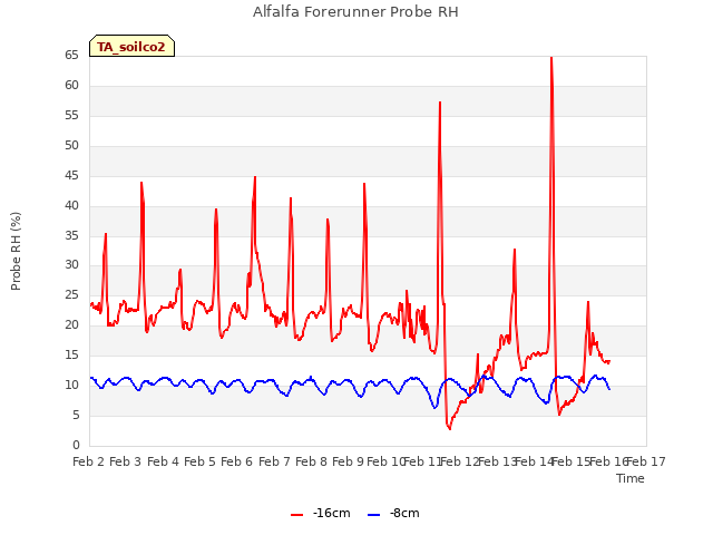 plot of Alfalfa Forerunner Probe RH