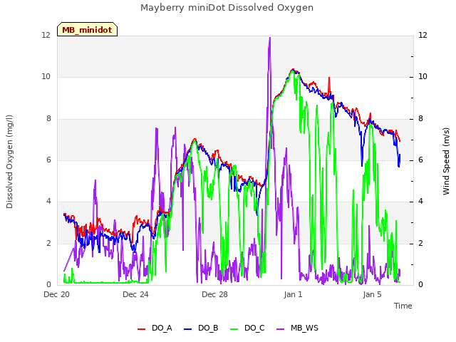 Explore the graph:Mayberry miniDot Dissolved Oxygen in a new window