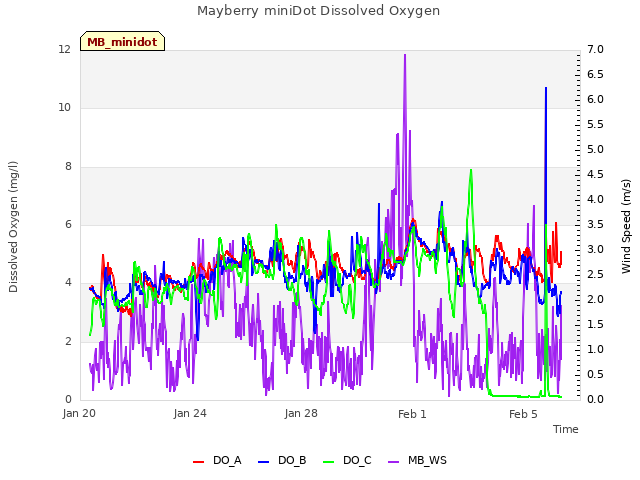 Explore the graph:Mayberry miniDot Dissolved Oxygen in a new window