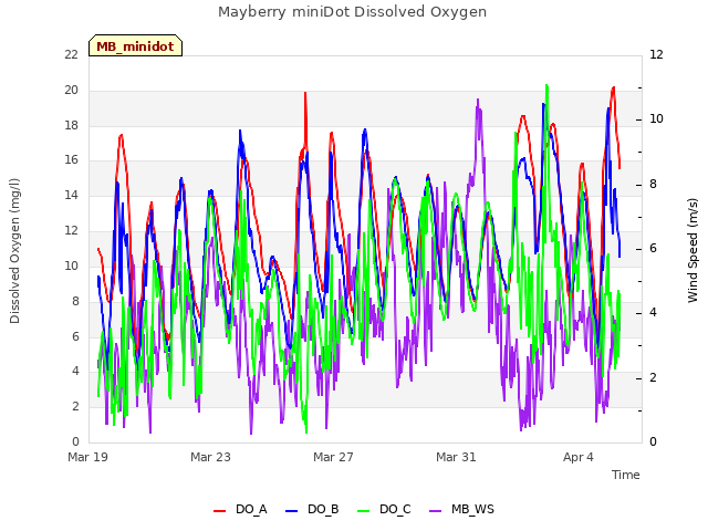 Explore the graph:Mayberry miniDot Dissolved Oxygen in a new window