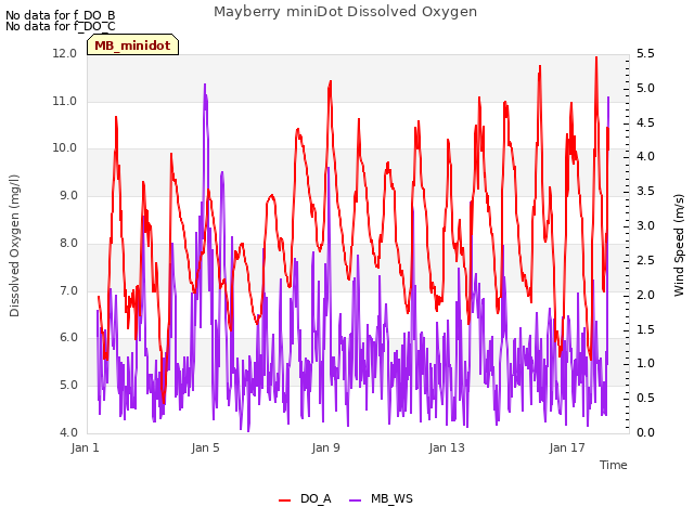 Explore the graph:Mayberry miniDot Dissolved Oxygen in a new window