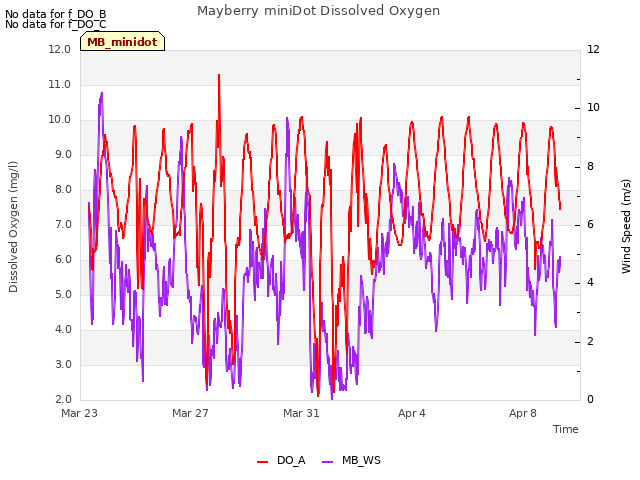 Explore the graph:Mayberry miniDot Dissolved Oxygen in a new window