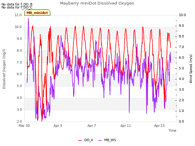 Explore the graph:Mayberry miniDot Dissolved Oxygen in a new window