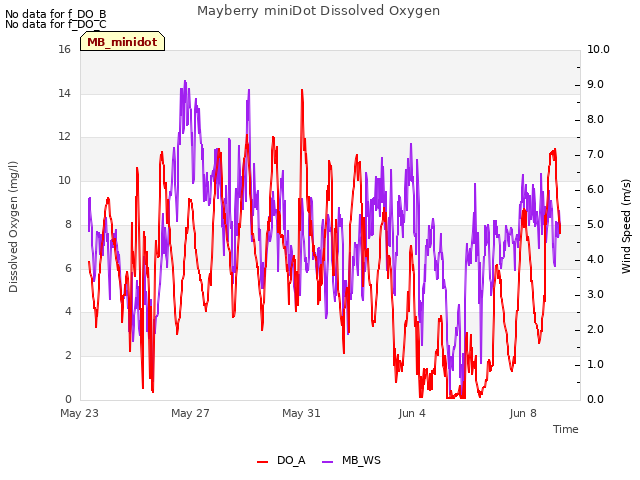 Explore the graph:Mayberry miniDot Dissolved Oxygen in a new window