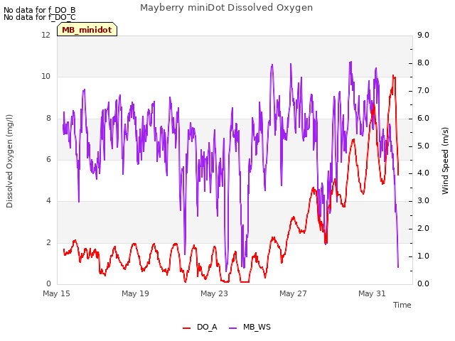 Explore the graph:Mayberry miniDot Dissolved Oxygen in a new window