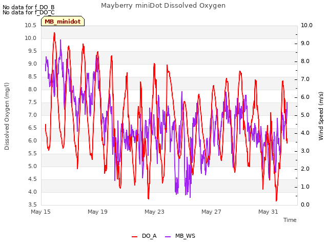 Explore the graph:Mayberry miniDot Dissolved Oxygen in a new window