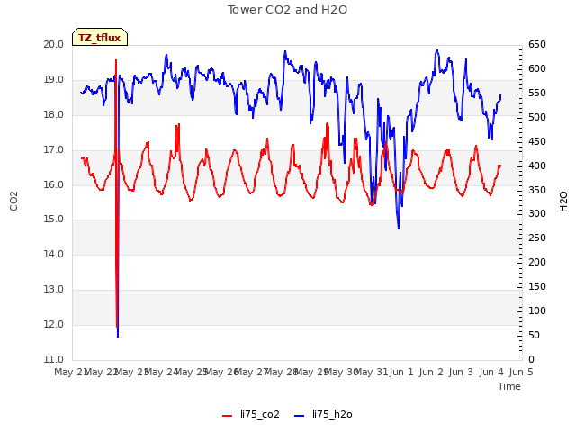 plot of Tower CO2 and H2O